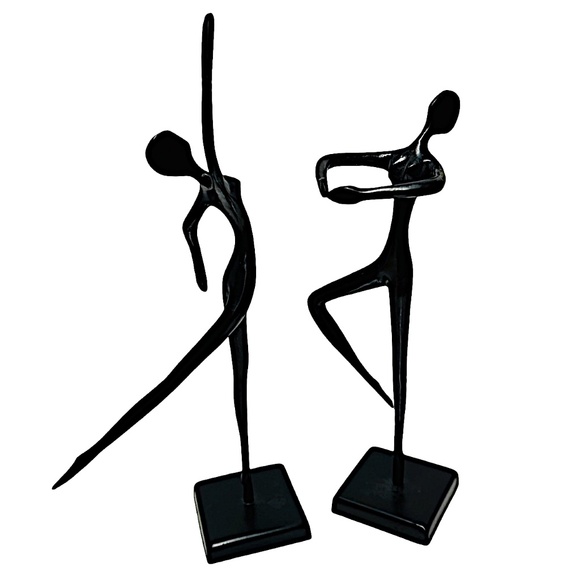 BODRUL KHALIQUE Bronze Sculpture 11”- 13” (set of 2) Ballet Dancers Modernist - Picture 1 of 7